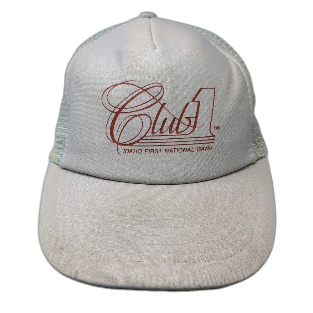 Sportcap Trucker Hat Gray L Idaho First National Bank Club 1 Mesh Back Snapback